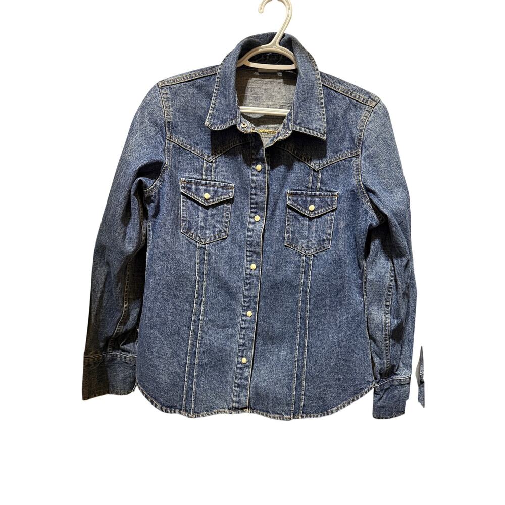 VTG The Original Arizona Jean Company Pearl Snap Long Sleeve Denim Shirt Size XL